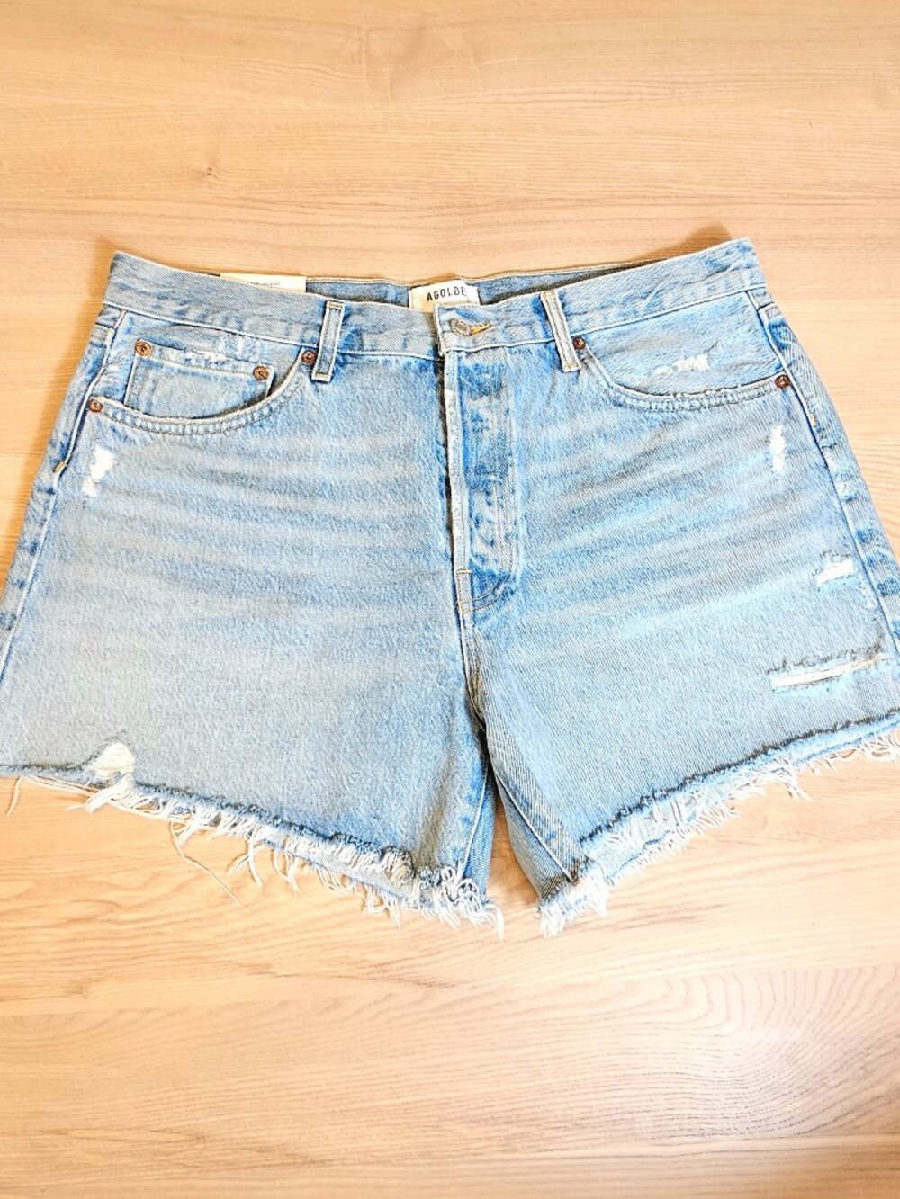 AGOLDE Parker Long Short Size 32 NWT Swapmeet Light Wash Button Fly